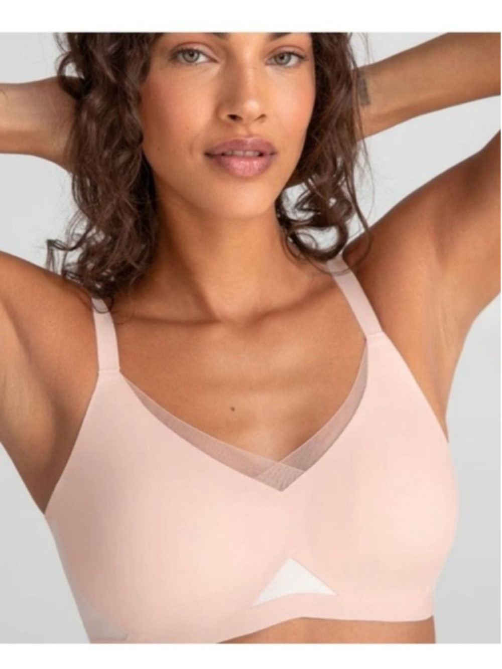 HONEYLOVE Crossover Wireless Pink and White Bra XL - Picture 2 of 10
